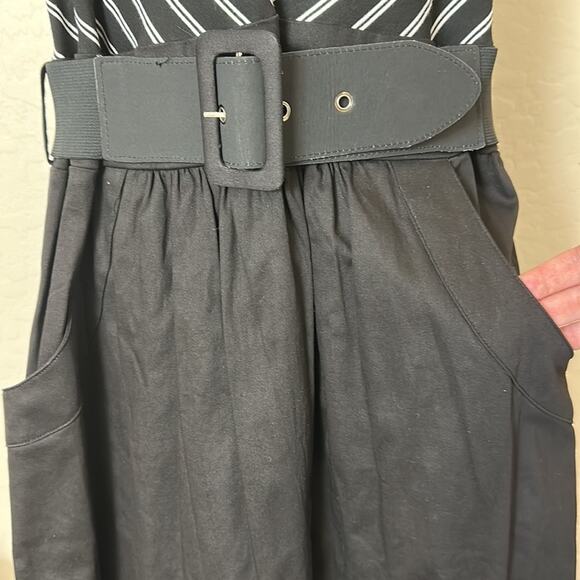 City Chic Ahoy Sailor Belted Fit Flare Dress Sleeveless Black White Nautical 20 - Picture 6 of 13